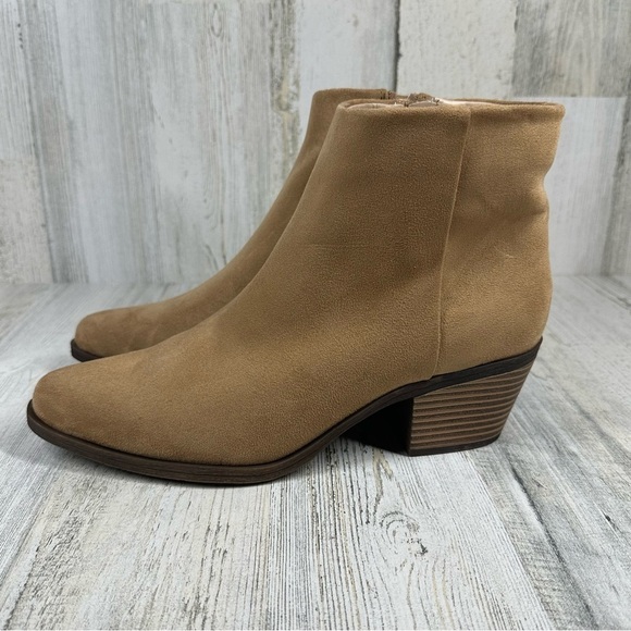 New BP Wallis Western Toe Block Heel Beige Bootie #260 - Picture 1 of 12
